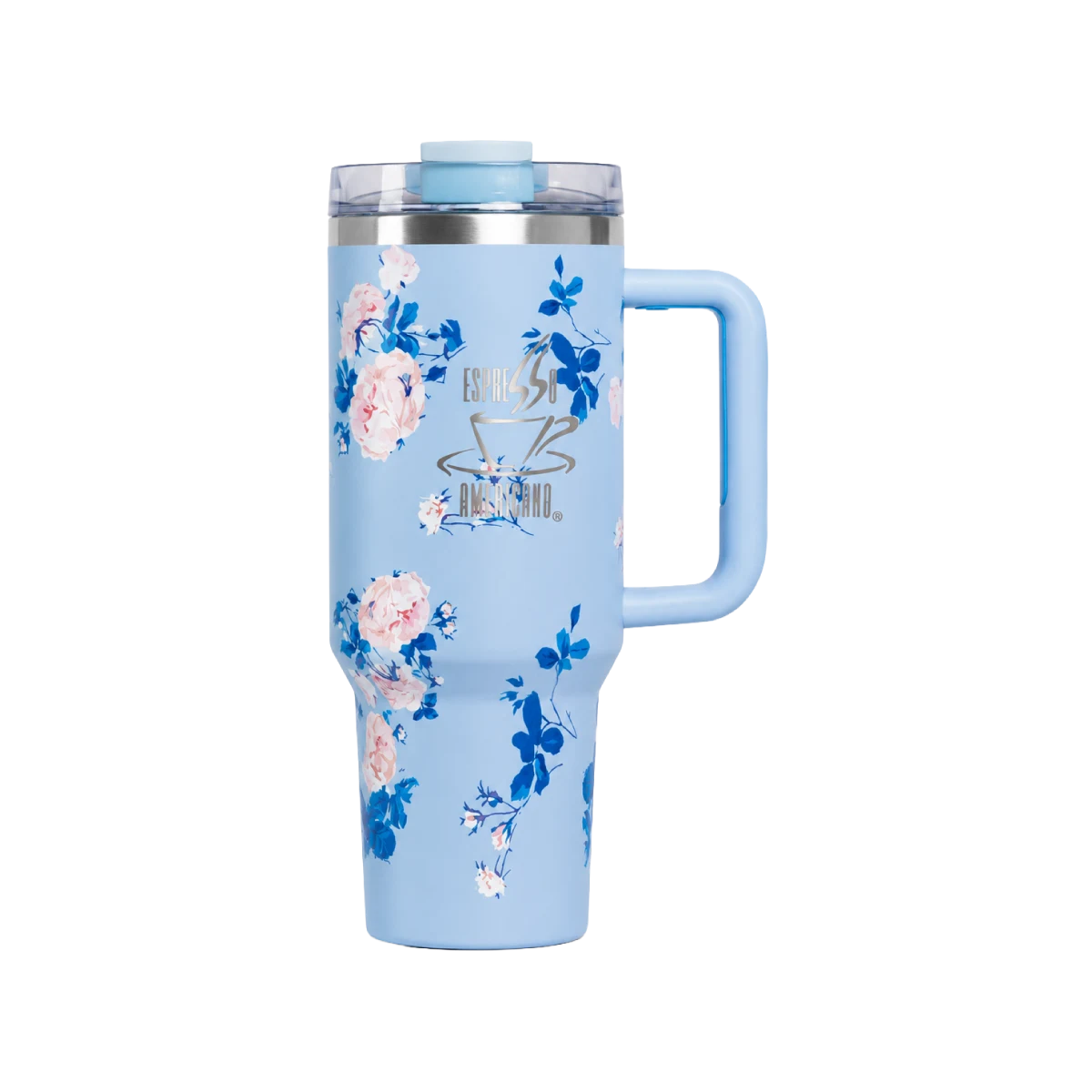 Tumbler Doble Pared 40 Onz Flores Azul