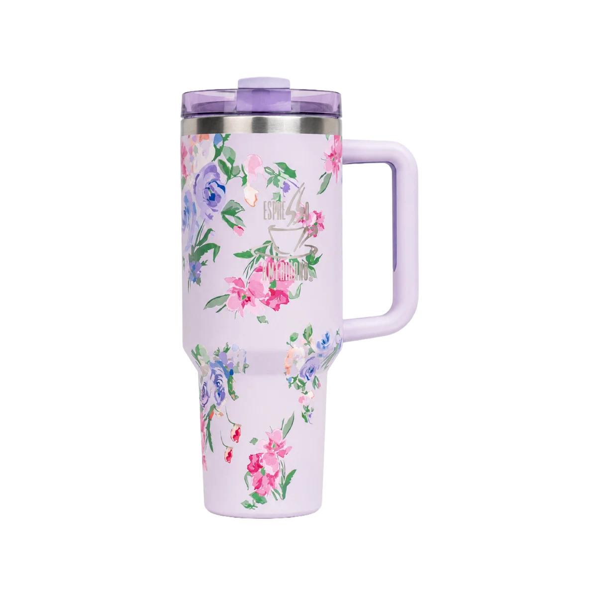 Tumbler Doble Pared 40 Onz Flores Morado